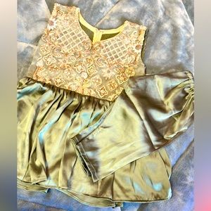 Punjabi Frock Punjabi Suit in Mehndi Color